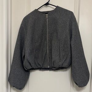 Zara Charcoal Gray Bomber Jacket